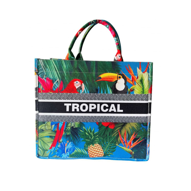 Wholesale Canvas Tropical Sea Turtle Beach Bag Summer Customizable Beach Bag