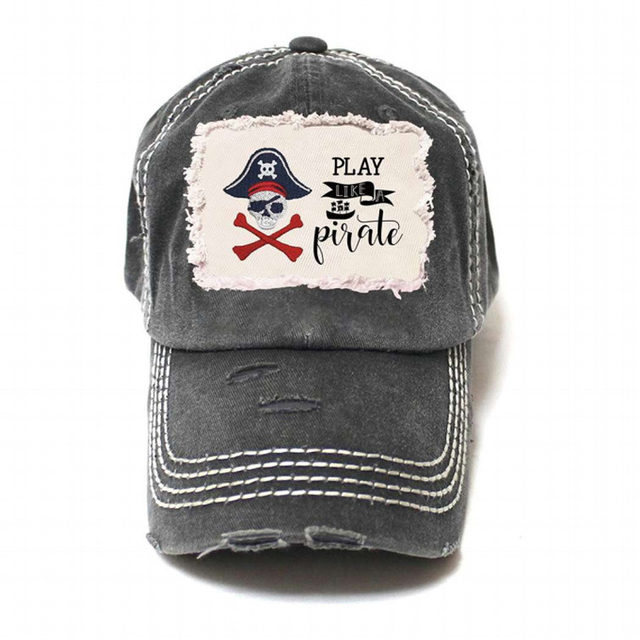 Wholesale Distressed Vintage Skull Hat Custom Embroidery Logo Skull Baseball Cap