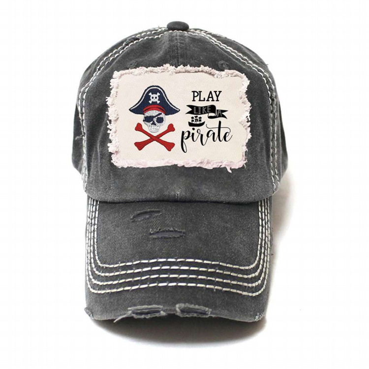 Wholesale Distressed Vintage Skull Hat Custom Embroidery Logo Skull Baseball Cap