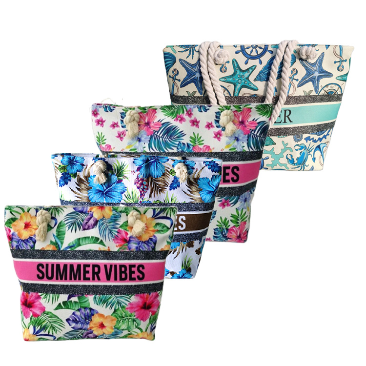 2023 Large Women Summer Souvenir Flip Flop Hawaiian Beach Bags with Custom Printed Logo