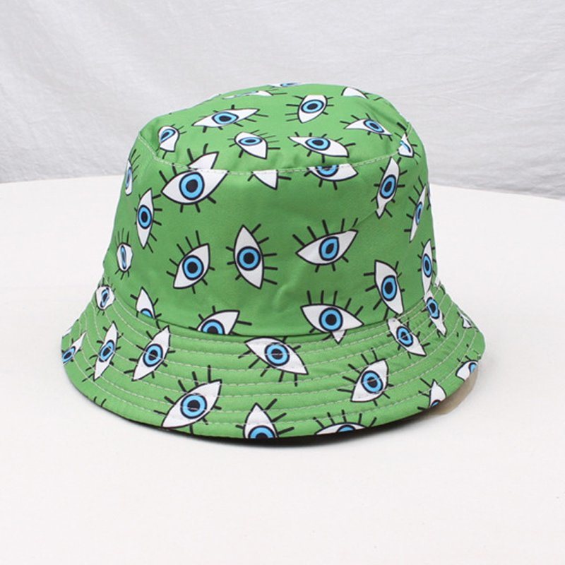 Custom Outdoor Sunshade Fashion Eyes Printing Cap Bucket Hat Evil Eye Hat