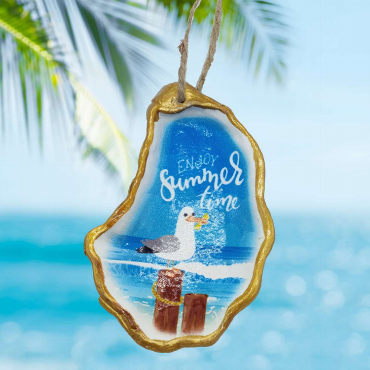 Custom Printing Souvenir Hanging Resin Sand Dollar Shells Beach Christmas Ornaments