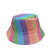 Wholesale Fashion Trendy Double Sided Reversible Rainbow Color Print Stripe Bucket Hat