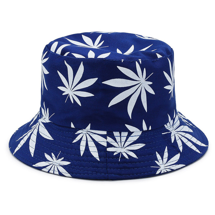 Custom Printed Fashion Fisherman Cap Jamaica Leaf Weed Bucket Hats