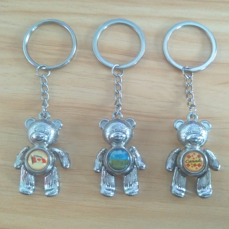 Custom Logo Zinc Alloy Metal Cute Movable Bear Germany Souvenir Keychain