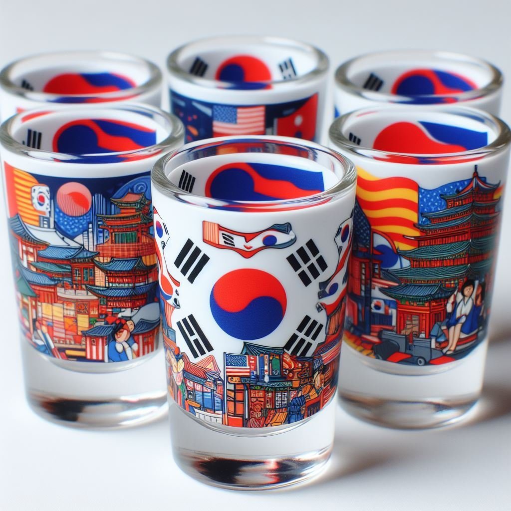 Custom Logo 1.5oz World Country Souvenir Korean Shot Glass