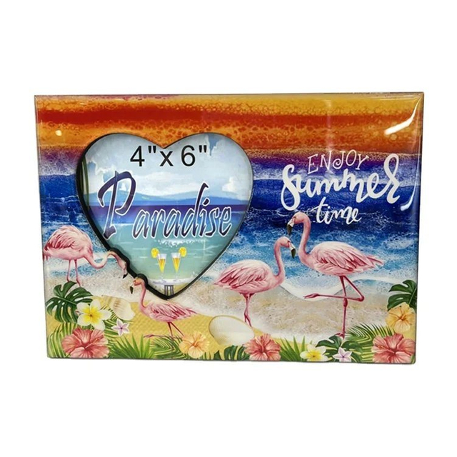 Wholesale Beach Souvenir Epoxy MDF Picture Frame Custom Logo Printing Heart Photo Frame