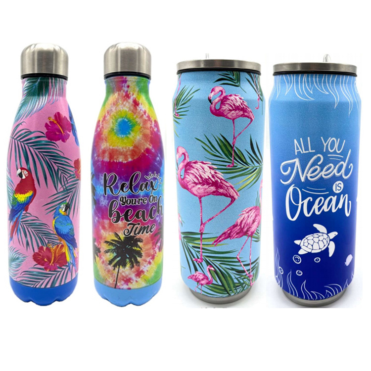 Customized Logo Personalised 500ml Tropical Beach Design Bahamas Souvenir Flamingo Water Bottle