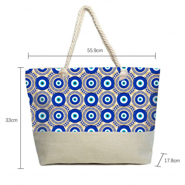 Custom Print Canvas Women Ladies Large Tote Bag Evil Eye Handbags