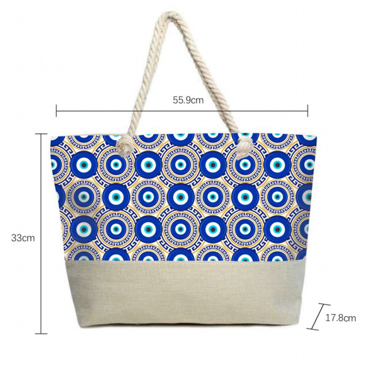 Custom Print Canvas Women Ladies Large Tote Bag Evil Eye Handbags