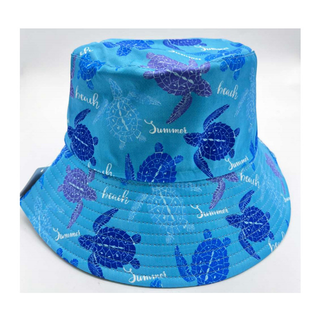 Wholesale Turtle Cap Caribbean Tropical Beach Souvenir Turtle Fisherman Bucket Hats with Custom Logo