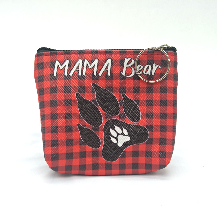 Custom Logo Print Tourist Souvenir PU Leather Black Bear Wallet Animal Bear Purse