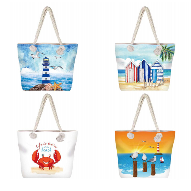 Custom Canvas Tropical Island Tourist Beach Souvenir Aruba Saint Martin Sint Maarten Beach Tote Bag