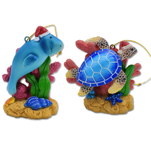 Factory Custom Logo Handmade Florida Ocean Beach Souvenir Hanging Corals Resin Christmas Ornament