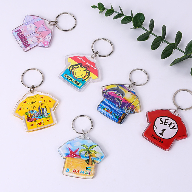 Custom Printed Tourist Souvenir Acrylic T-Shirt Keychain