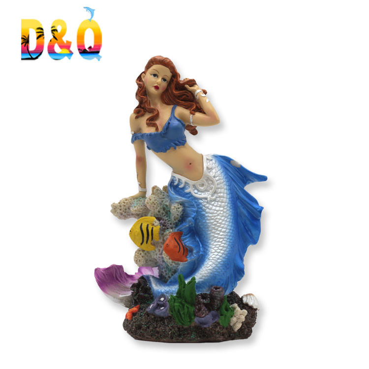 Factory Custom Hand Painted Resin Mermaid Figurine for Home Decoration