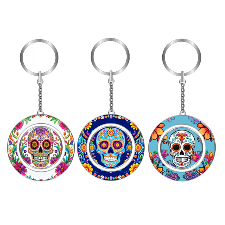 Wholesale Custom Metal Epoxy Round Travel Gift Key Chain Evil Eye Greek Aegean Sea Santorini Greece Souvenir Keychain