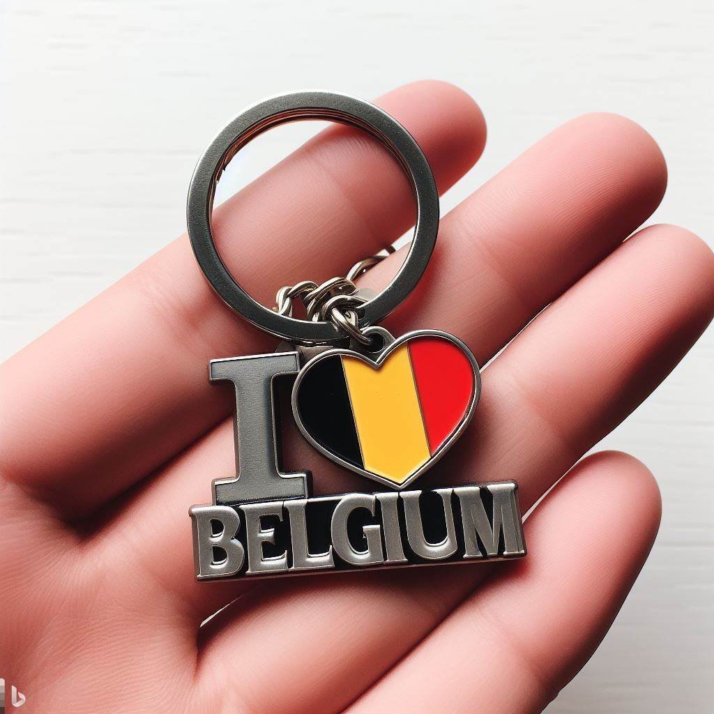 Custom Enamel Metal Tourist Souvenir Keyring Brussels Belgium Souvenir Keychains