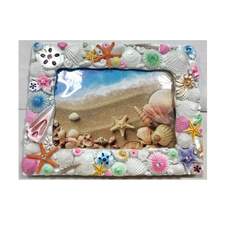 Custom Logo Tourist Souvenir Beach Polyresin Resin Picture Photo Frame with Seashell