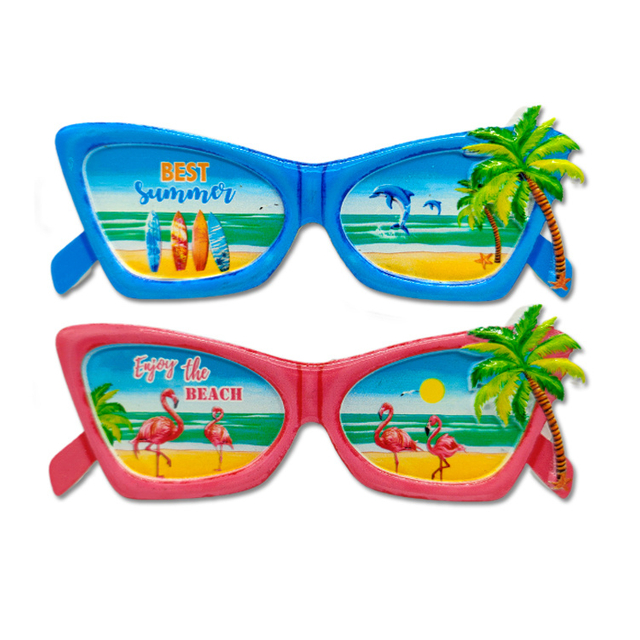 Wholesale Custom Logo Flamingo Florida Miami Beach Tourist Souvenir Resin Sunglasses Shaped Fridge Magnet