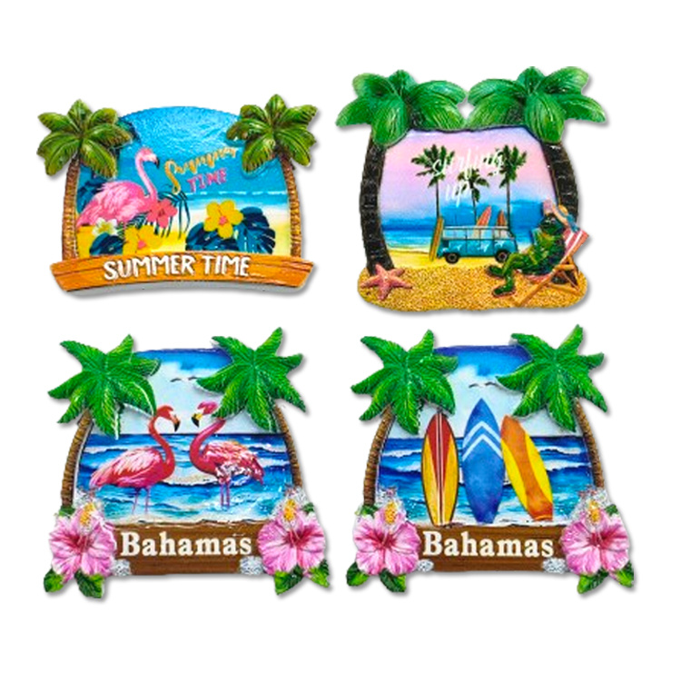 Factory Custom Resin Printing Volcano Palm Tree Beach Vanuatu Fridge Magnet Souvenirs for Tourists Vanuatu