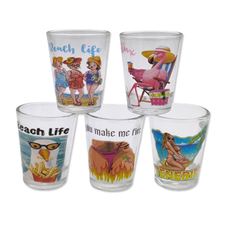 Custom Logo Text Ocean Island Seaside Beach Souvenir Blue Animal Shot Glasses with Box