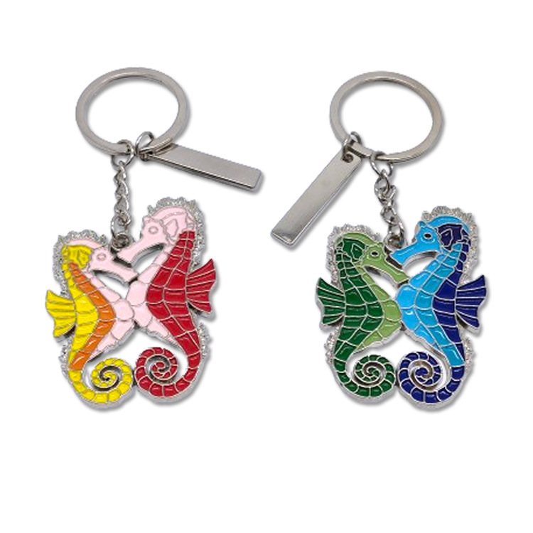 Customized Logo Tourist Souvenir Sea World Metal Enamel Sea Animal Octopus Keychains