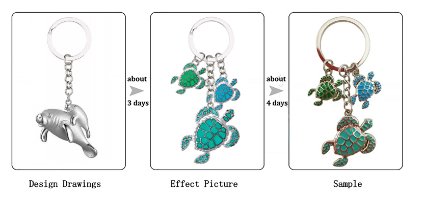 Wholesale Metal Ocean Series Beach Souvenir Rhinestone Turtle Keychain Turtle Key Chain