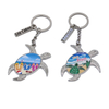 Factory Metal Epoxy Keychain Custom Florida Souvenir Ocean Sea Turtle Gold Foil Keychain