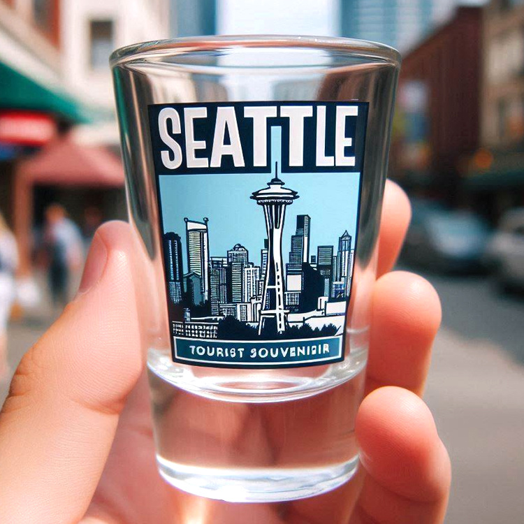 Customized Logo USA City Building Design Space Needle and Skyline Seattle Souvenir Shot Glass