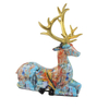 Nordic Style Colorful Decal Design Christmas Deer Gift Resin Sitting Deer Sculpture for Desktop Decor