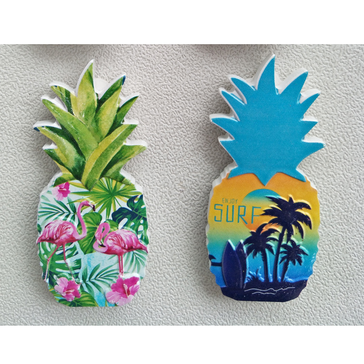 Tropical Beach Travel Souvenir Magnet Custom Resin Printing Fruit Pineapple Fridge Magnet