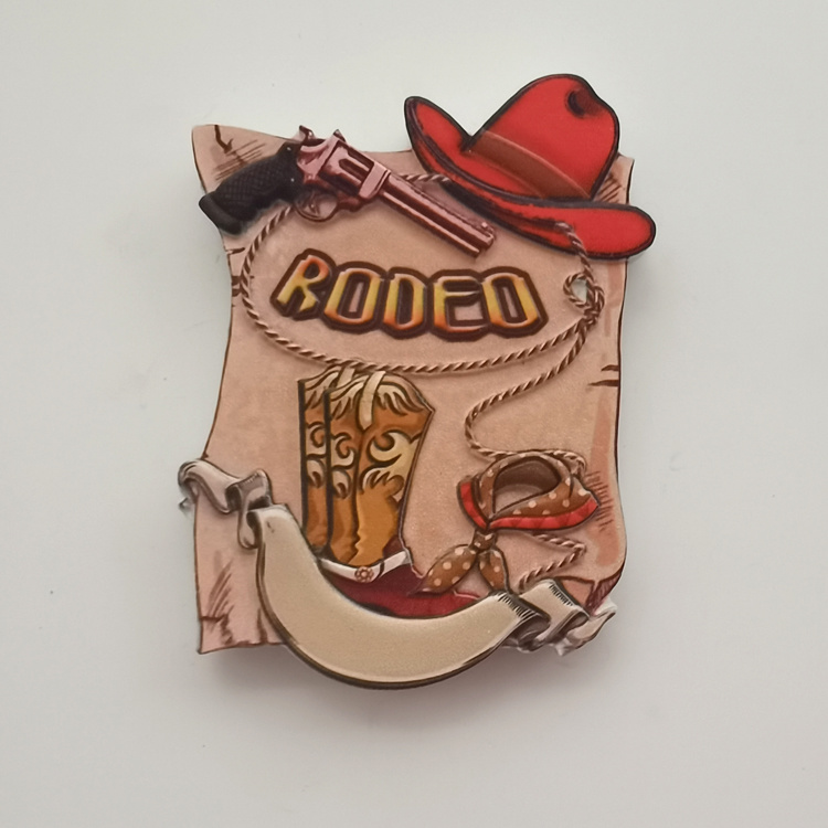 Custom Printed Resin Retro Wyoming Souvenir Fridge Magnet West Cowboy Design Colorado Souvenir Fridge Magnet