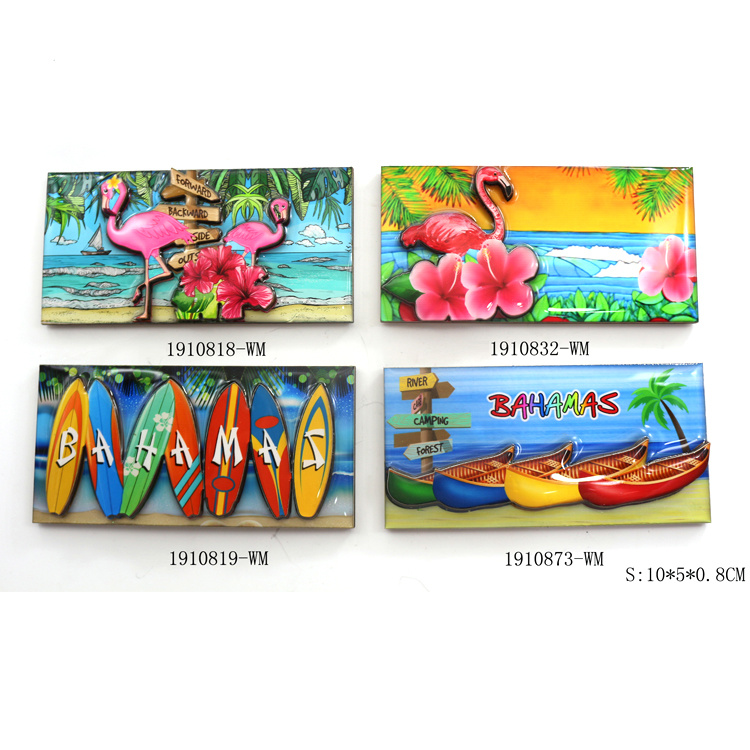 Custom Epoxy Wood Tourist Gift Fridge Magnet Beach Turtle Bahamas Souvenir Fridge Magnet