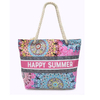 Custom Logo Printing Large Canvas Women Summer Tropical Floral Beach Bag