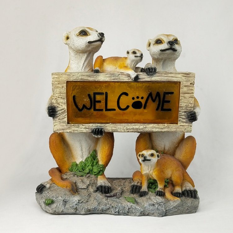 Custom Outdoor Garden Decor Resin Welcome Sign Animal Statue