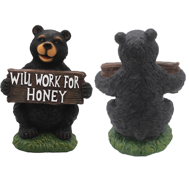 Home Garden Decorative Custom Wild Animals Sculpture Resin Black Bear Statue