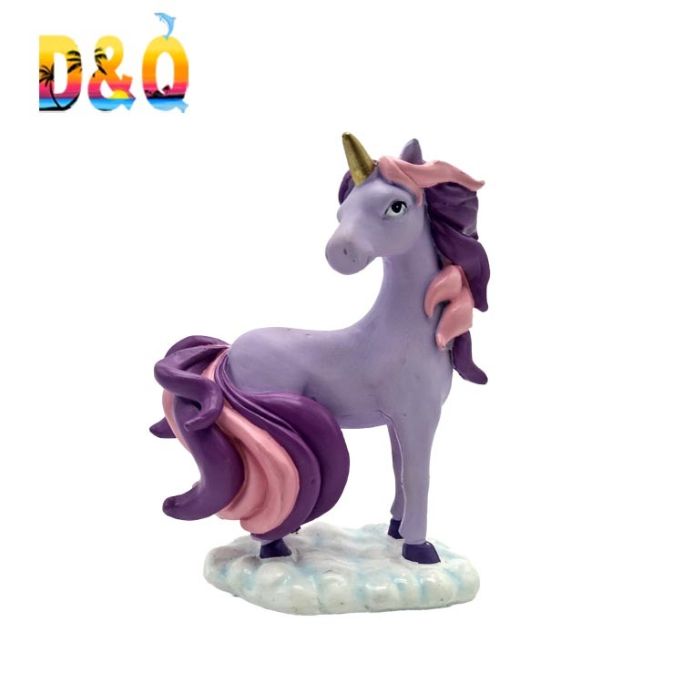 Home Decoration Rainbow Color Cartoon Small Resin Unicorn Statue for Children Gift