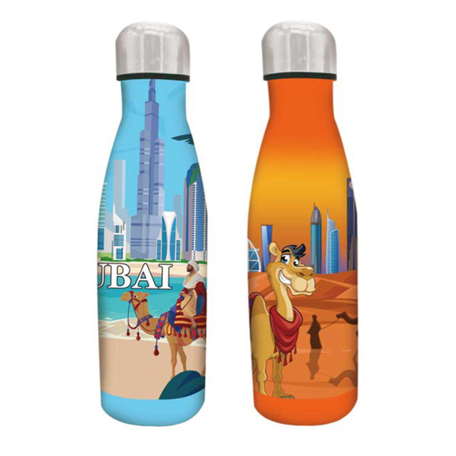 Custom Logo Print Patterned Souvenir Saudi Arabia Travel Mug Stainless Steel Flask Saudi Arabia Water Bottle