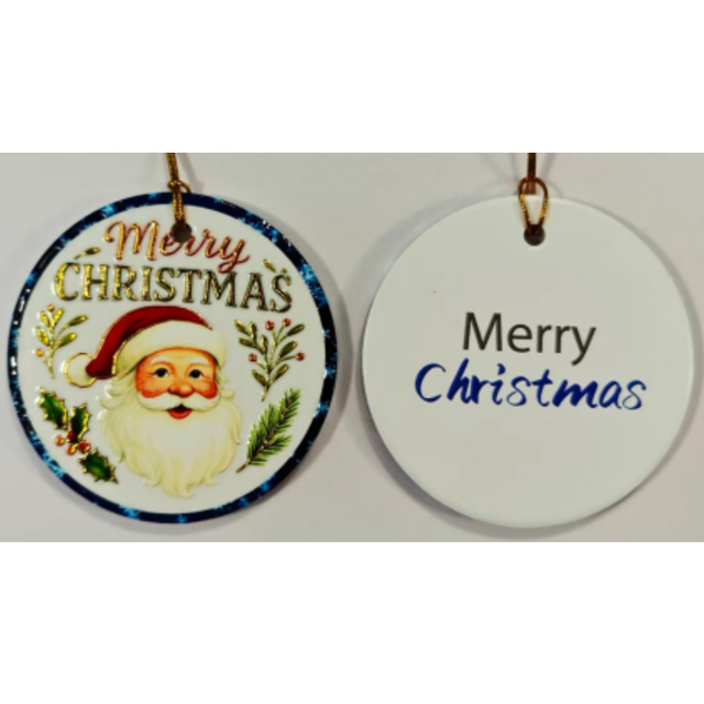 Factory Custom 3d Printed Ceramic Christmas Decoration Hanging Sublimation Ceramic Christmas Ornament