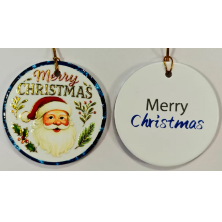 Factory Custom 3d Printed Ceramic Christmas Decoration Hanging Sublimation Ceramic Christmas Ornament