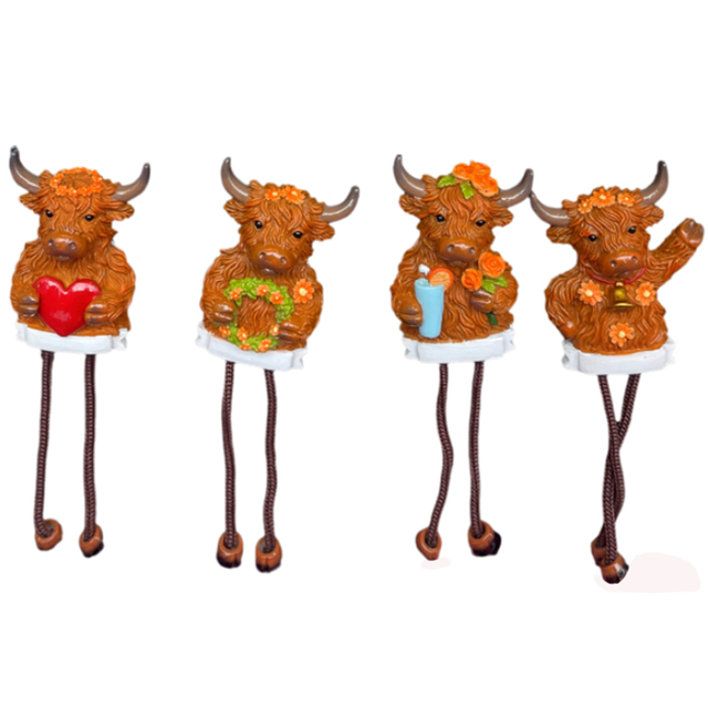 Customized Logo Hand Painted Scottish Scotland Souvenir Magnet Resin Highland Cow Fridge Magnet