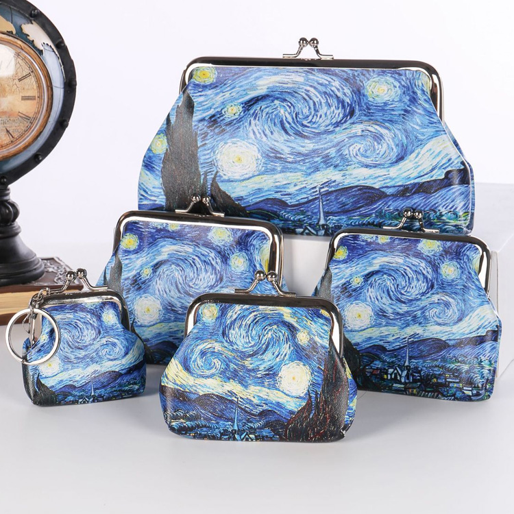 Custom Printed Pu Leather Coin Wallet Santorini Souvenir Greek Greece Coin Purse