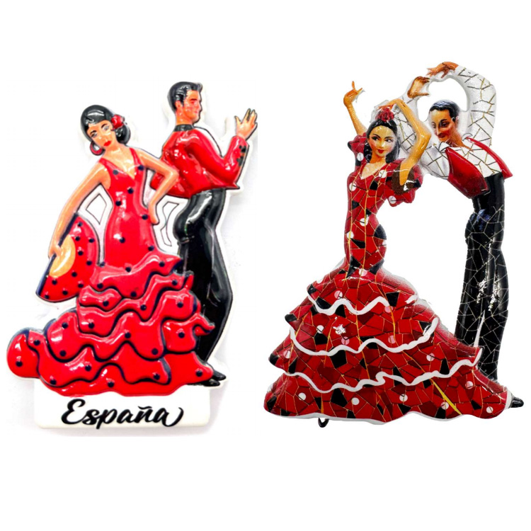 Factory Customized Resin Printed Madrid Espana Espana Flamenco Dancers Sevilla Souvenir Fridge Magnet