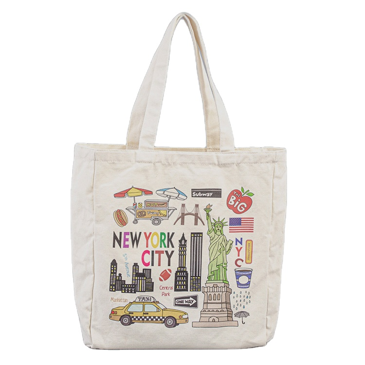 Custom Logo Women Fashion Tourist Souvenir Canvas Beach Tote Bag