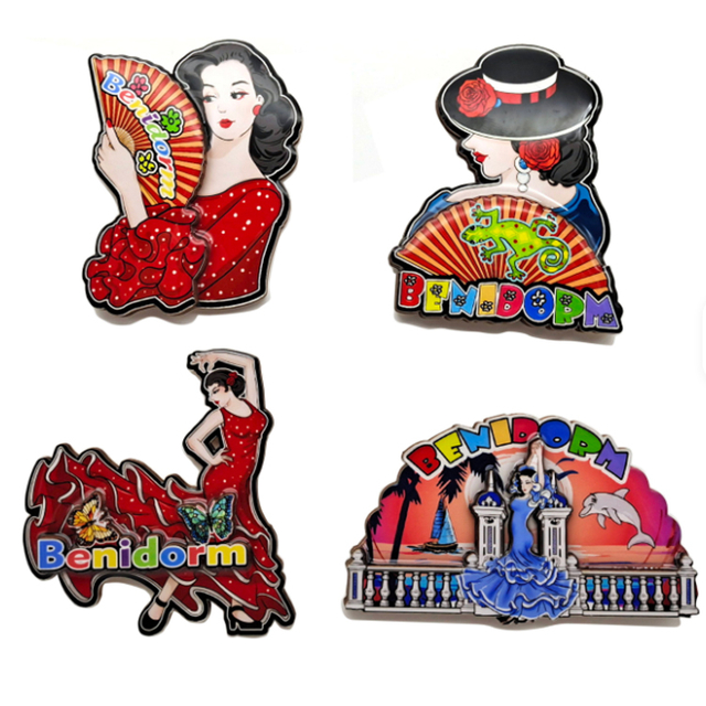 Factory Custom logo Epoxy Mdf Fridge Magnet Souvenir Benidorm Spain Wood Magnet