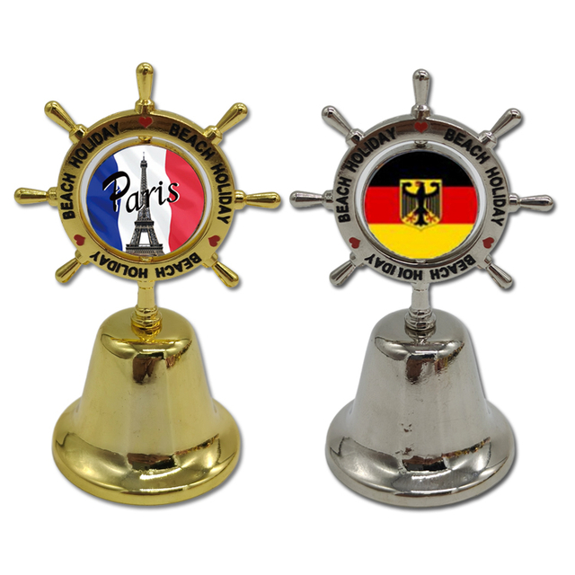 Custom Logo Country Tourist Metal Craft Bell Rotatable Germany Paris Souvenir Dinner Bell