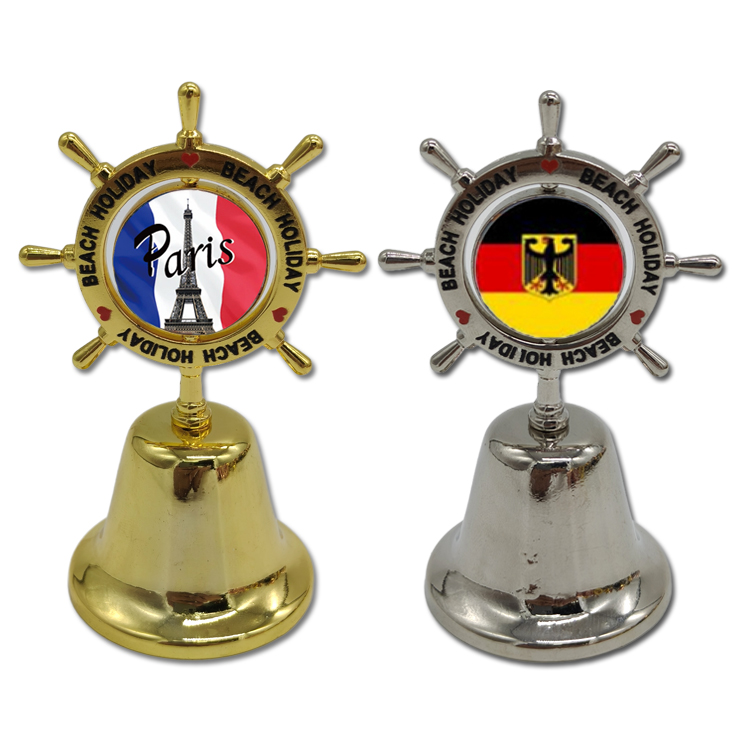 Custom Logo Country Tourist Metal Craft Bell Rotatable Germany Paris Souvenir Dinner Bell