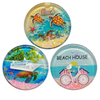 Custom Logo Printing Tourist Souvenir Round Shaped Fridge Magnet Liquid Quicksand Acrylic Refrigerator Magnet