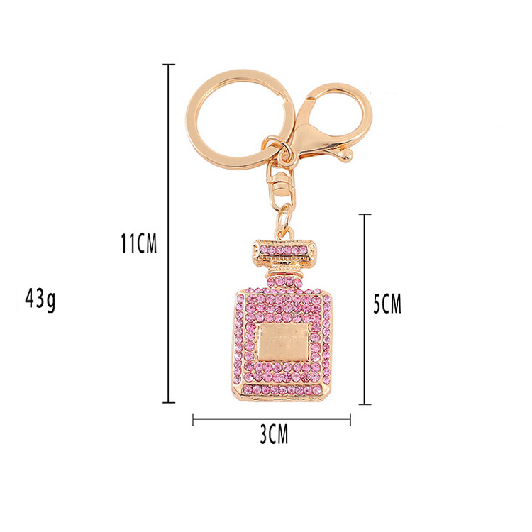 2022 New Arrivals Rhinestone Women Girls Bag Pendant Keychain Perfume Bottle Keychains